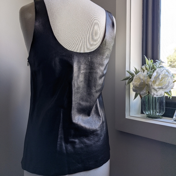 White Suede - Genuine Black Leather Top - Picture 2 of 9